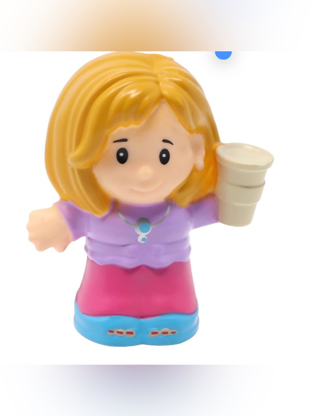 Little People Blonde Mom Figure Holding Coffee Cup part surprise and sound home